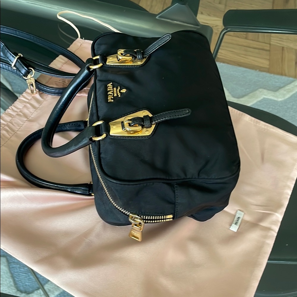 Prada Black Satchel with Gold Hardware with Box and Dust bag - Picture 2 of 9